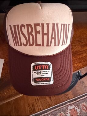 OTTO Misbehavin Trucker Hat - Brown and Cream